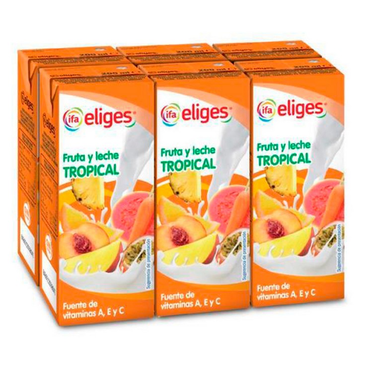 Zumo de fruta y leche tropical - Eliges - 6x200ml