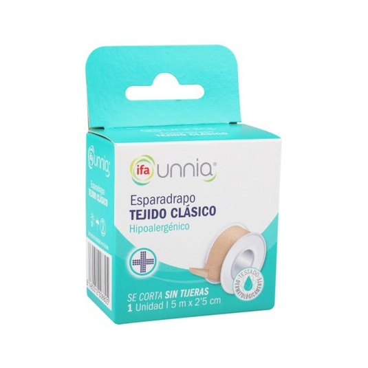 Esparadrapo plástico transparente rollo caja 1UD