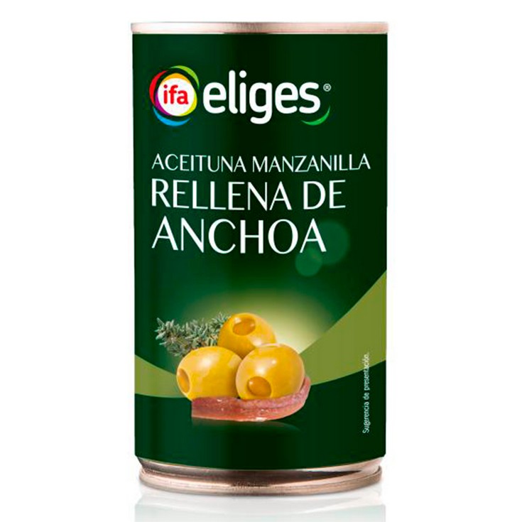 Aceitunas verdes rellenas de anchoa Carrefour 600 g.