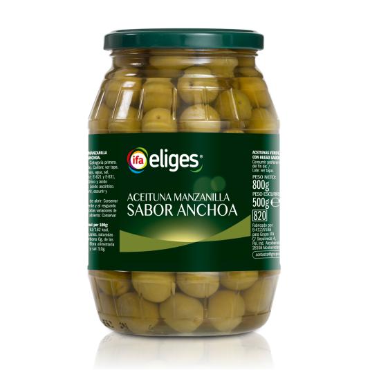 Aceituna manzanilla sabor anchoa - Eliges - 500g