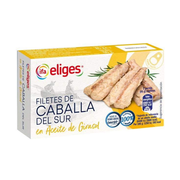 Filetes de Caballa en Aceite de Girasol - Eliges - 60g Filetes de Caballa en Aceite de Girasol - Eliges - 60g