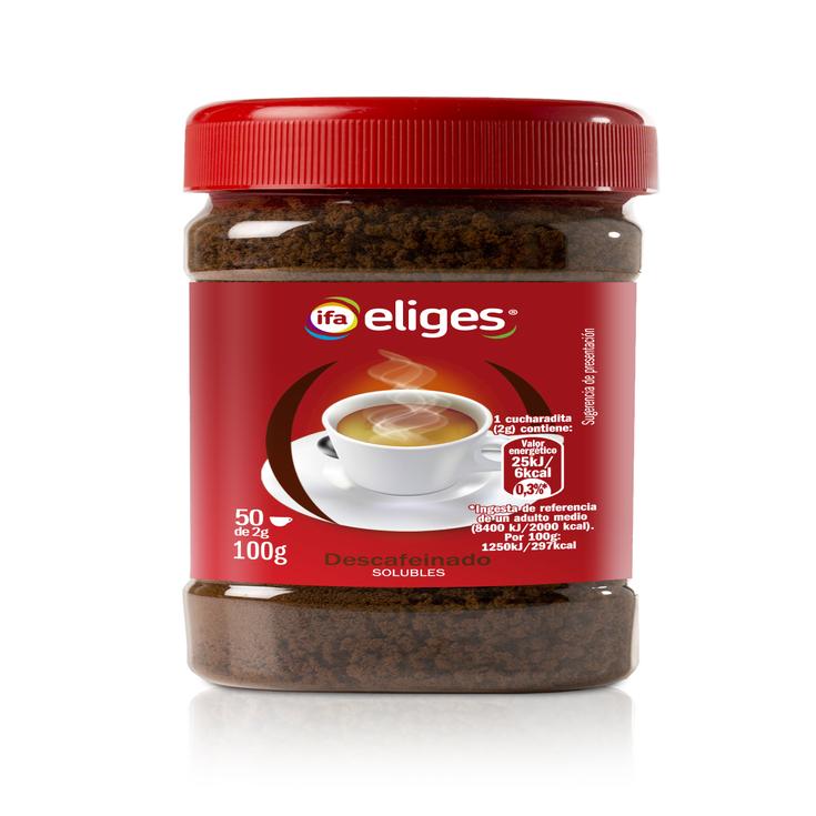 Cafe soluble descafeinado en frasco de 100g