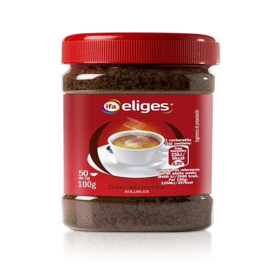 Cafe soluble descafeinado en frasco de 100g