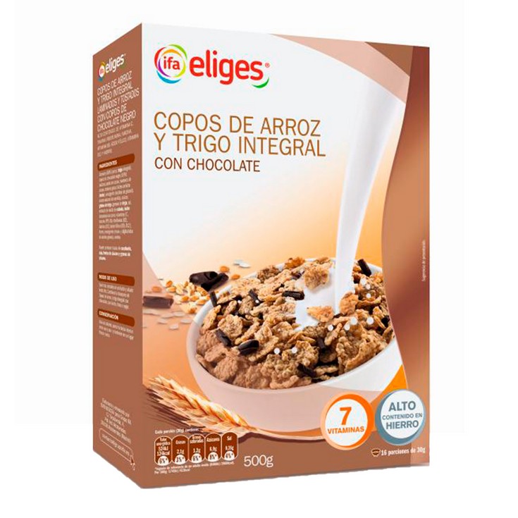 Copos de arroz y trigo con chocolate - Eliges - 500g