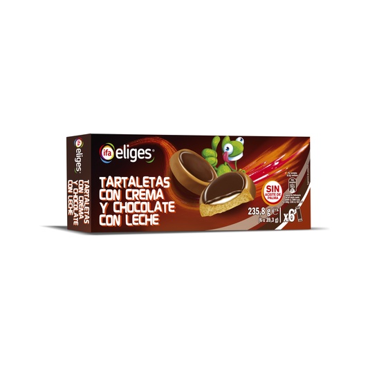 Tartaleta de crema cubierta de chocolate con leche 6x39,3g