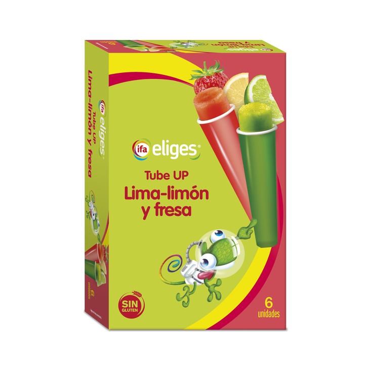 Helados tube up sabor a lima limón o fresa