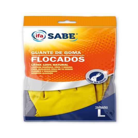 Guantes de goma flocados talla L