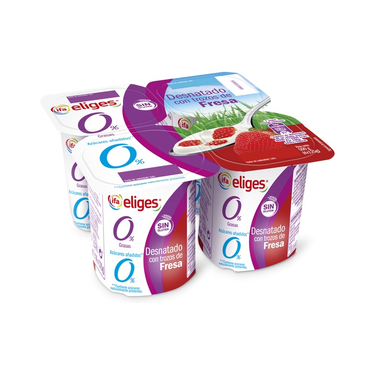 YOGUR DESNATADO CON FRESAS PACK 4X125G