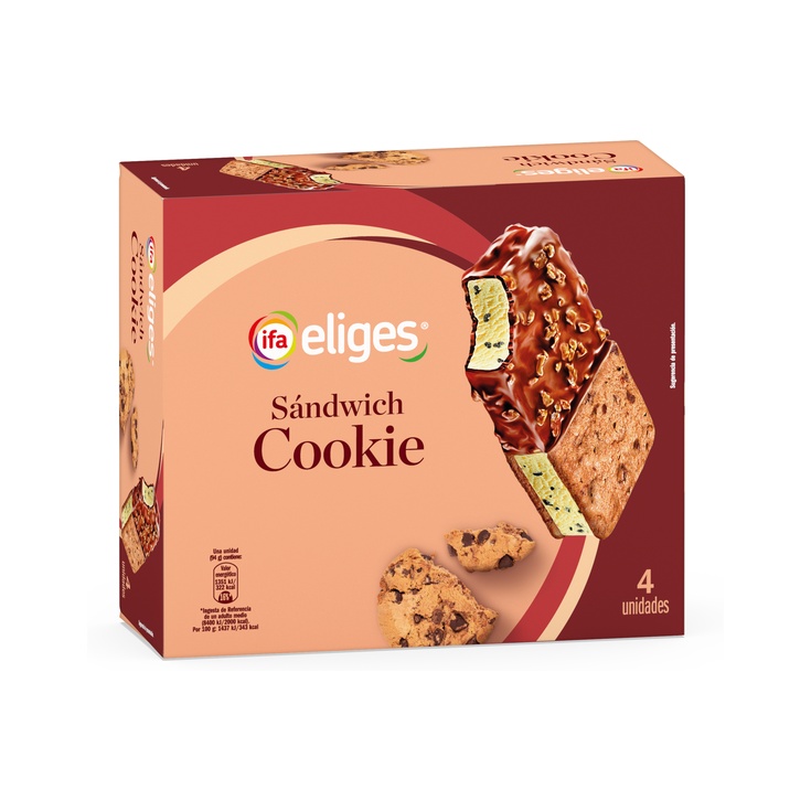 Sándwich de galleta sabor vainilla con chips de choco
