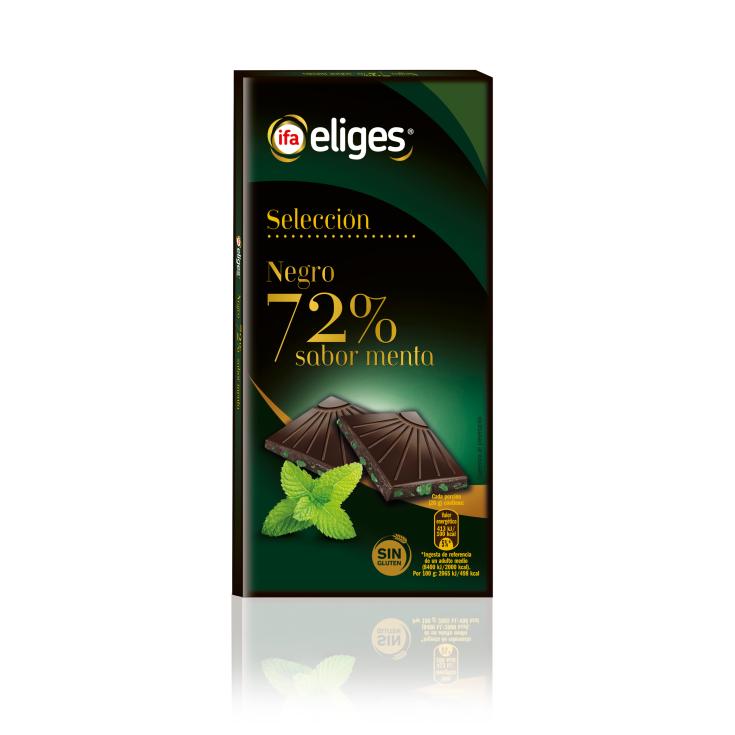 Chocolate Negro 72% sabor menta Selección - 100gr