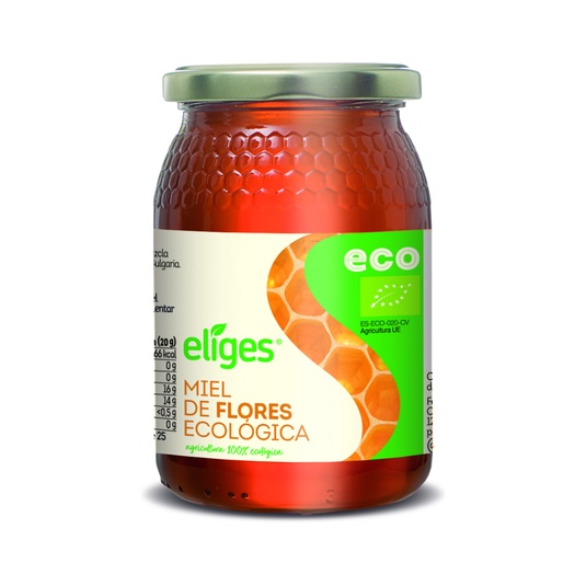 Miel 100% ecológica de flores en tarro de 500 g