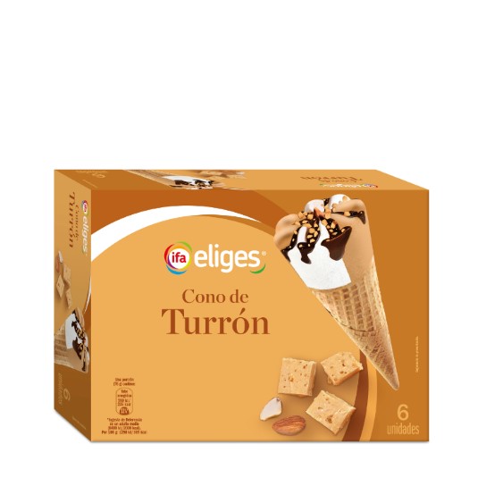 Cono de helado de nata y turrón pack de 6 uds