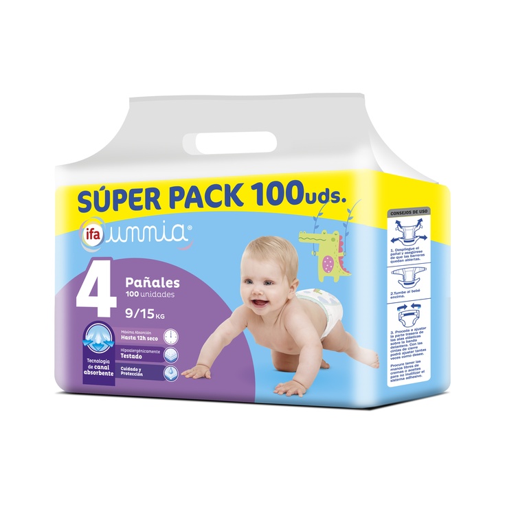 Pack de 100 pañales talla de 9 a 15kg