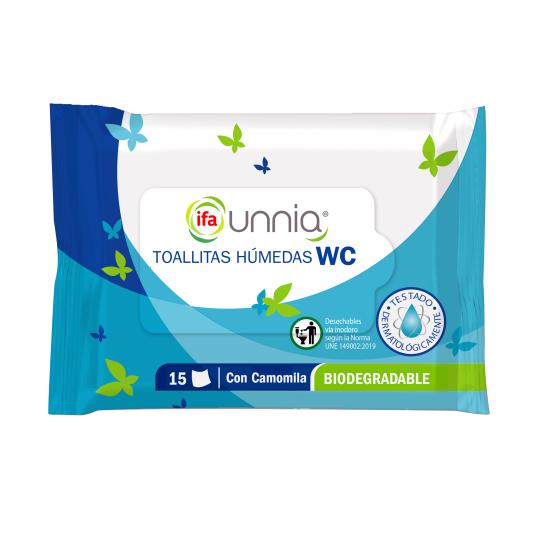 Toallitas Húmedas WC Biodegrtadables - Unnia - 15 uds