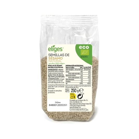 Semillas de sésamo natural de cultivo ecológico