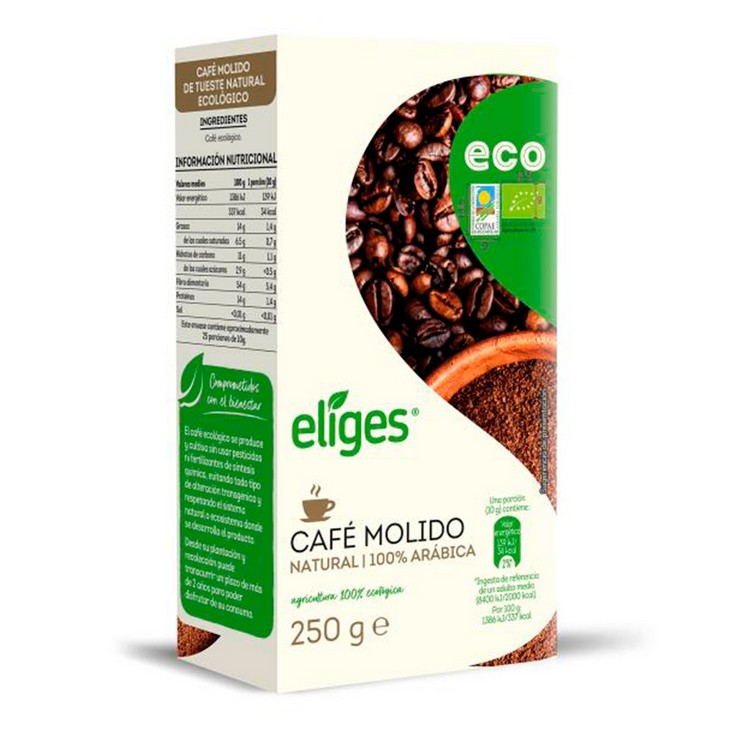 Café molido natural ecológico - Eliges - 250g - E.leclerc Pamplona