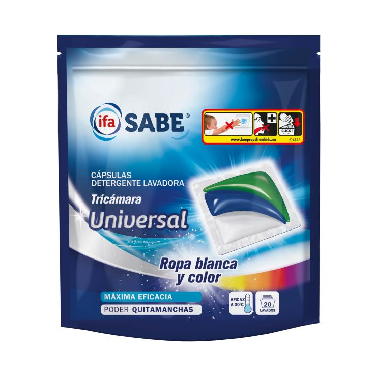 Detergente en cápsulas tricámara universal - Sabe - 20 uds