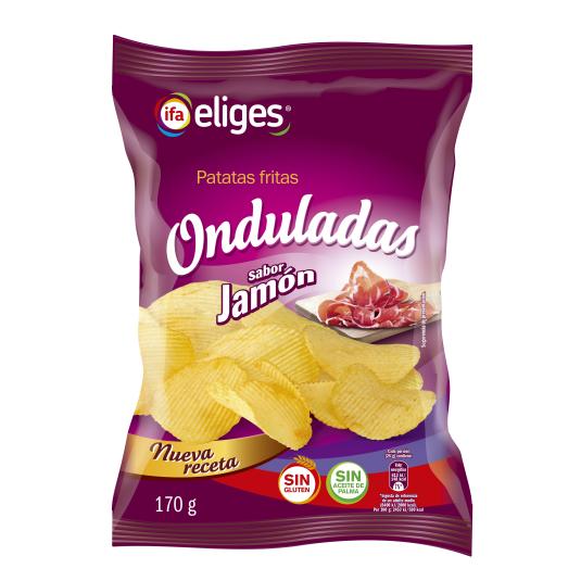 Patatas fritas onduladas sabor jamón - Eliges - 170g
