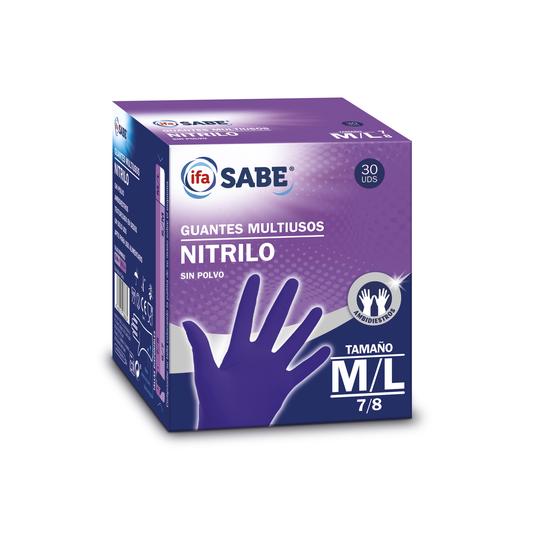 Guantes desechables nitrilo M-L caja de 30 uds