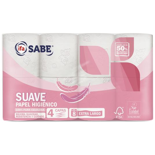 Papel higiénico suave 4 capas - Sabe - 8 uds