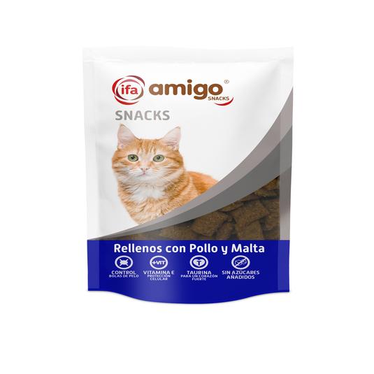 Snacks para gatos relleno de pollo y malta