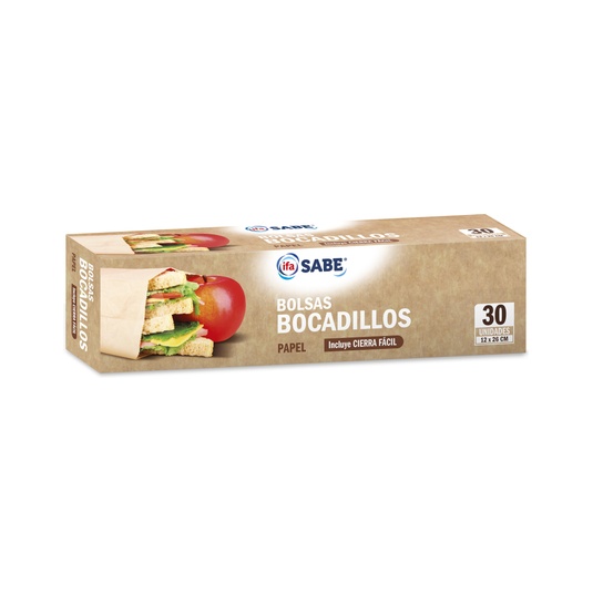 Bolsas de Papel para Bocadillo 12 por 26 Centímetros 30 Unid