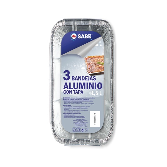 Molde de aluminio rectangular 1,5L 3 unidades