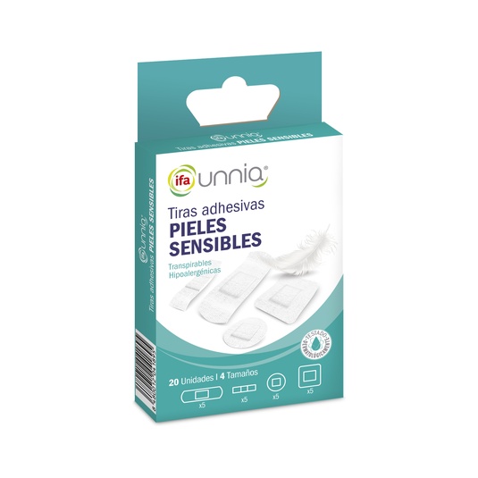 Tiras adhesivas pieles sensibles caja 20 uds