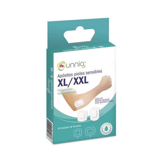 Tiras adhesivas pieles sensibles tamaño Xl/XXL caja 4uds