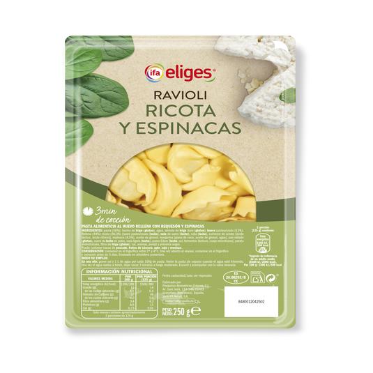 Raviolis rellenos de ricotta y espinacas