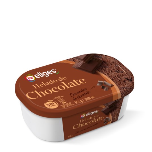 Tarrina de helado de chocolate