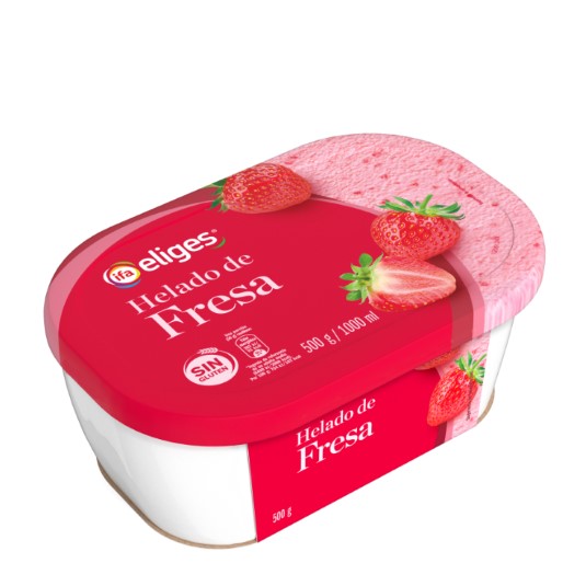 Tarrina de helado de fresa