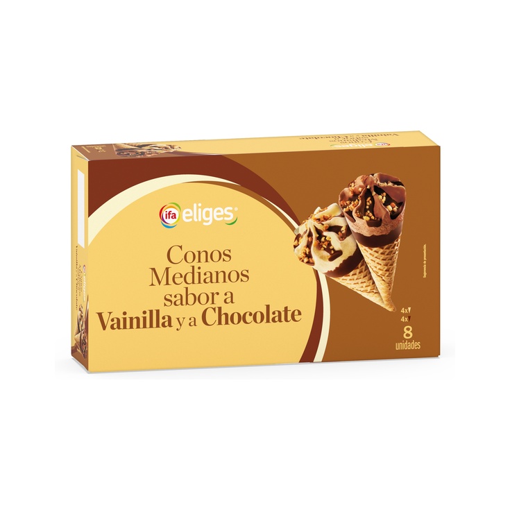 Conos medianos sabor a vainilla y chocolate