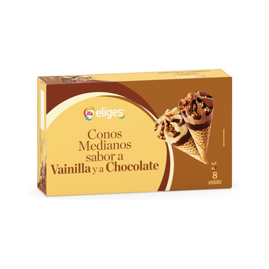 Conos medianos sabor a vainilla y chocolate