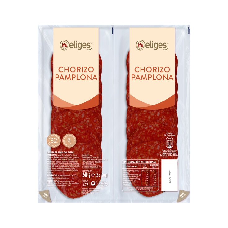 CHORIZO PAMPLONA BANDEJA 2X120G