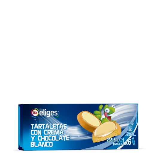 TARTALETA CREMA CUBIERTA CHOCO BLANCO (6X39,3G) CAJA 235,8G