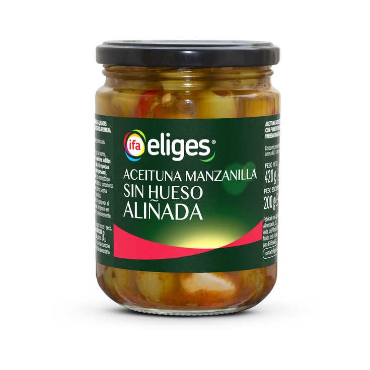 Aceitunas Manzanilla Aliñadas Sin Hueso Frasco 200 g