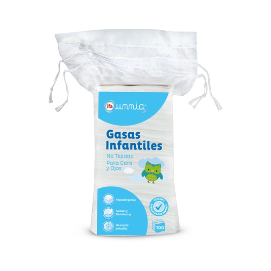 Gasas infantiles no tejidas 7,5 x 7,5cm 100uds
