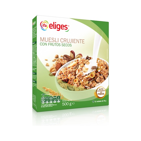 Muesli crujiente con frutos secos caja de 500g