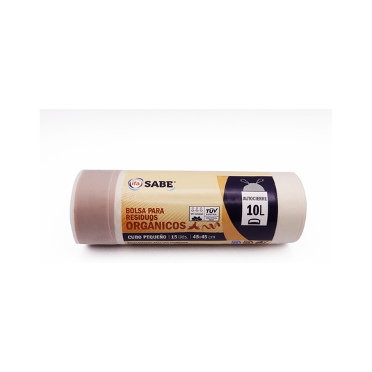 Bolsa de basura con autocierre compostable rollo de 15 uds