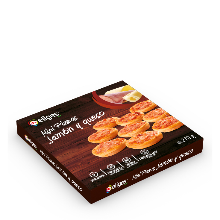 Mini pizzas de jamón y queso congeladas Mini pizzas de jamón y queso congeladas