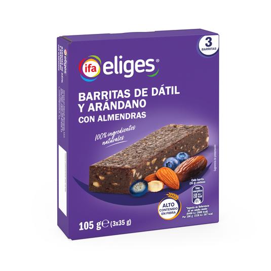 Barritas de dátiles y arándanos con almendras