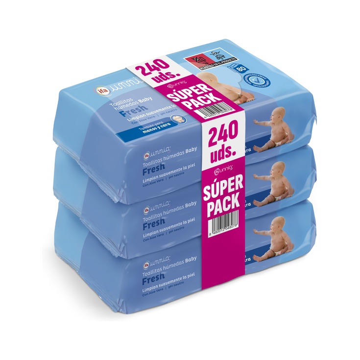  TOALLITAS HUMEDAS BABY FRESH CON PEGATINA PACK 3X80 UDS