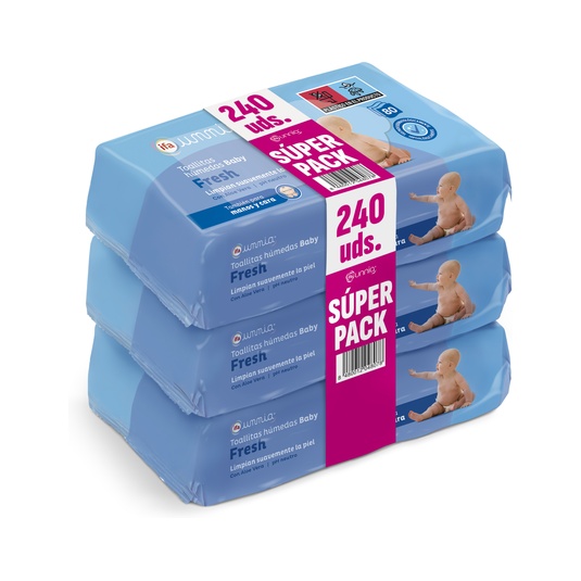  TOALLITAS HUMEDAS BABY FRESH CON PEGATINA PACK 3X80 UDS
