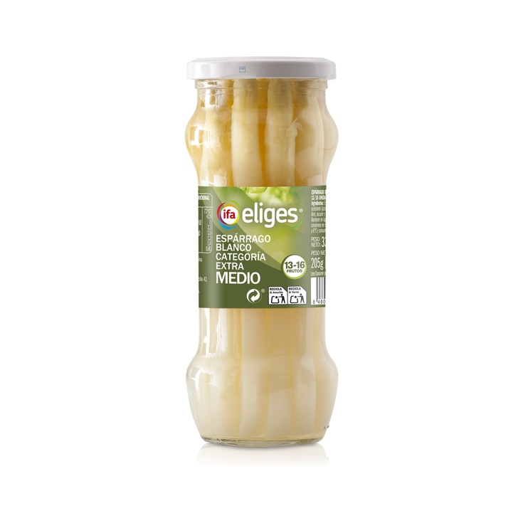 Espárragos Blancos Extra Medios Calibre 13 a 16 Frasco 330 g
