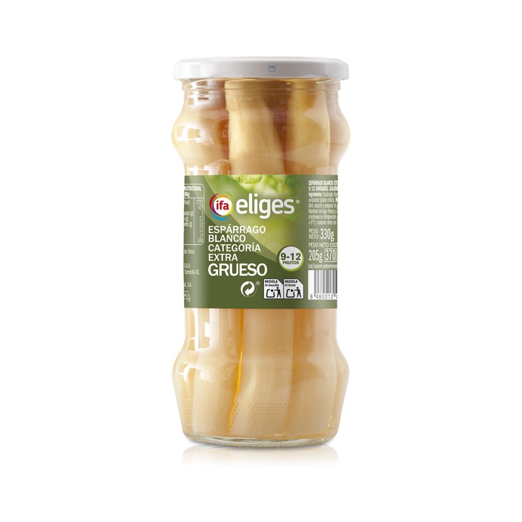 Espárragos Blancos Extra Gruesos Calibre 9 a 12 Frasco 330 g