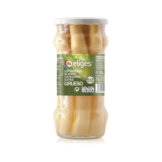 Espárragos Blancos Extra Gruesos Calibre 9 a 12 Frasco 330 g