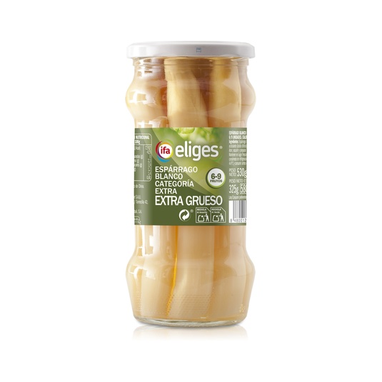 Espárragos Blancos Extra Gruesos Calibre 6 a 9 Frasco 530 g
