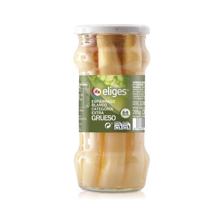 Espárragos Blancos Extra Gruesos Calibre 6 a 9 Frasco 330 g