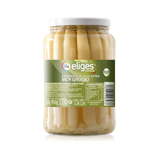 Espárragos Blancos Extra Muy Gruesos Calibre 20 a 35 Frasco